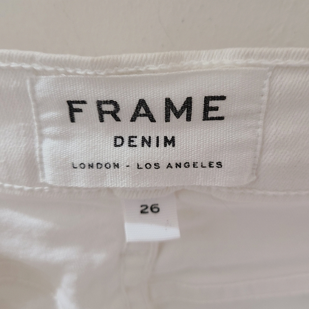 FRAME DENIM White Le High Skinny Distressed Jeans in Blanc Rip Sz 26 - Picture 8 of 14